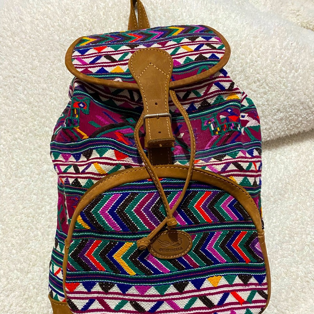 Handmade quilted Guatemalan backpack made in Guatemala